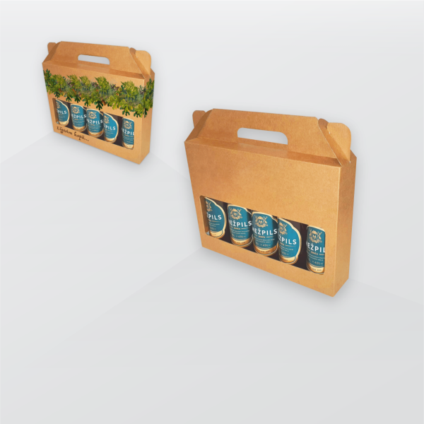 Corrugated cardboard bag for 5×0.5L beer bottles