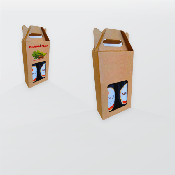 Corrugated cardboard bag for 2×0.5L beer bottles